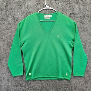 St. Croix Knits Sweater Men Size‎ Large Green V-Neck Knit Pullover